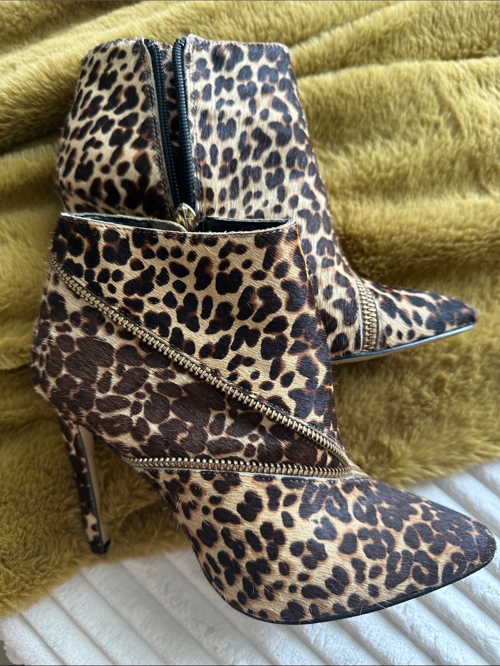RenvyLeopard Print Pointed Toe Ankle Boots - Brown Leopard